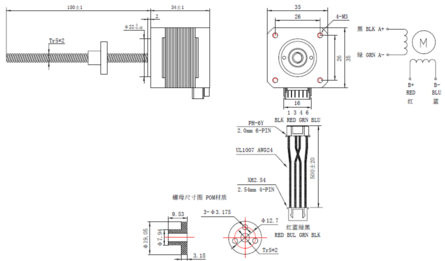 NEMA 14 Linear Actuator Stepper Motor External