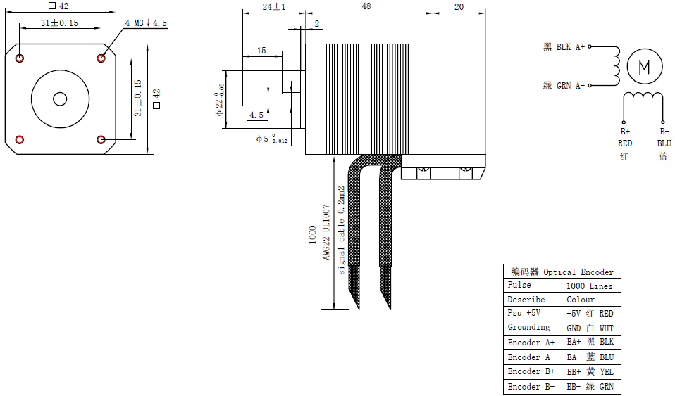 NEMA 17 closed loop stepper motor 0-9-degree