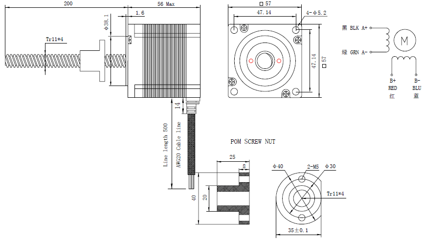 NEMA 23 Linear Actuator Stepper Motor External
