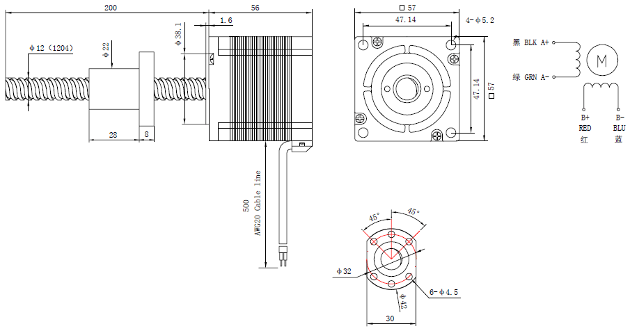 NEMA 23 Ball Screw Stepper Motor