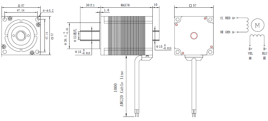 NEMA 23 Hollow Shaft Long Axis