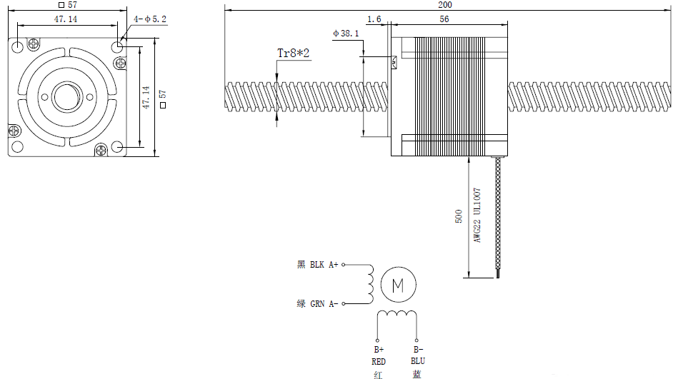 NEMA 23 Linear Stepper Motor Noncaptive