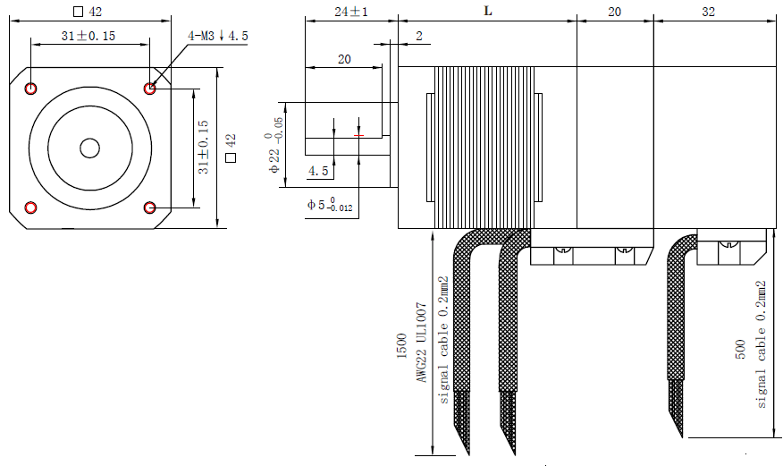 NEMA 17 motor with encoder and brake