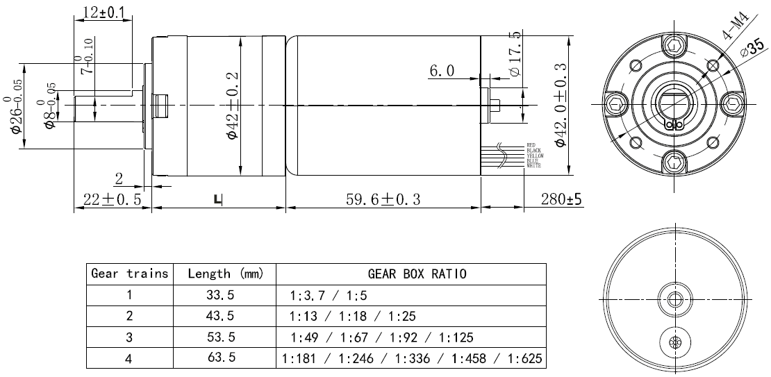 42mm Geared Motor Low Speed