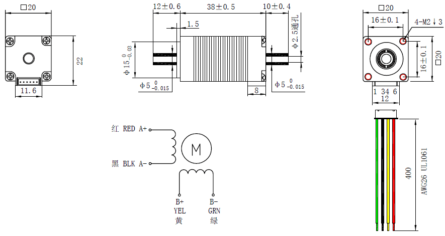 NEMA 8 Stepper Motor Hollow Shaft