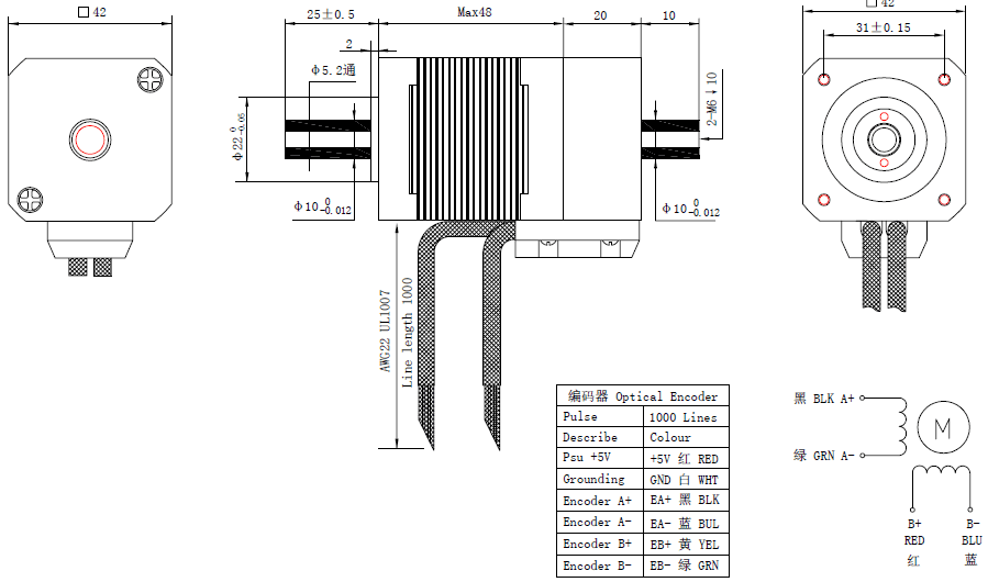 NEMA 17 Hollow Shaft Closed Loop Stepper Motor