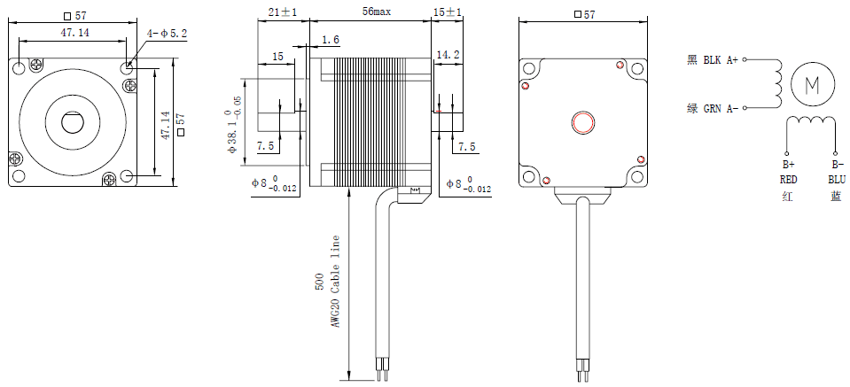 NEMA 23 Stepper Motor 56mm Dual Shaft