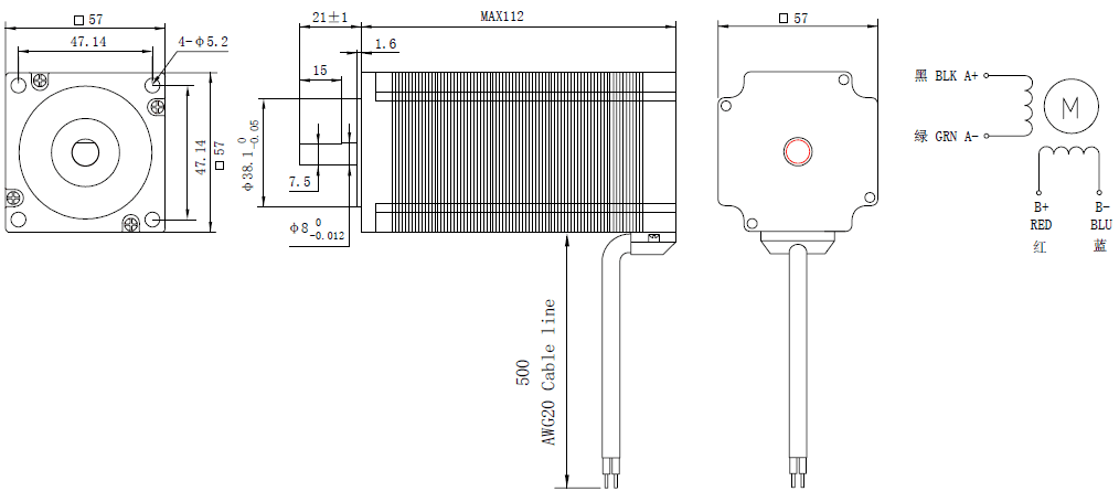 NEMA 23 Stepper Motor 3Nm 8mm Shaft