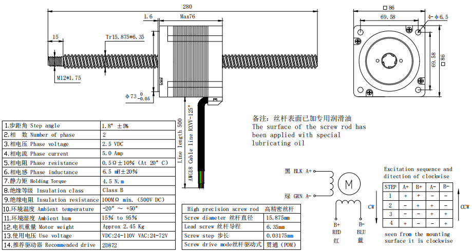 NEMA 34 Precise Linear Stepper Motor