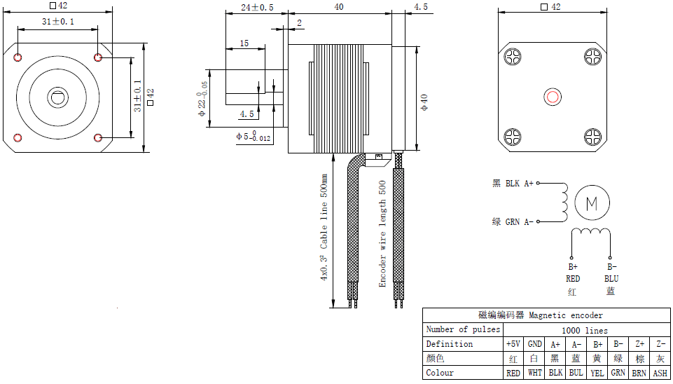 NEMA 17 Ultrathin Encoder Stepper Motor