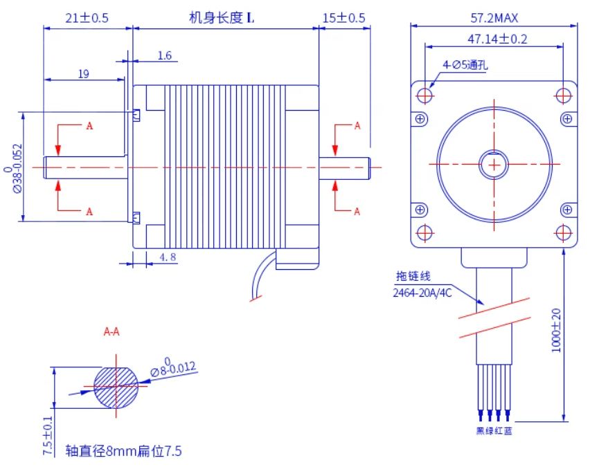 High Torque NEMA 23 Double Shaft Stepper Motor