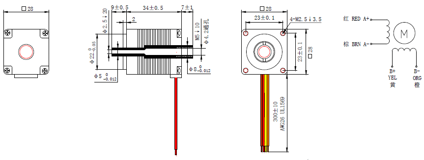 NEMA 11 Through Shaft Stepper Motor
